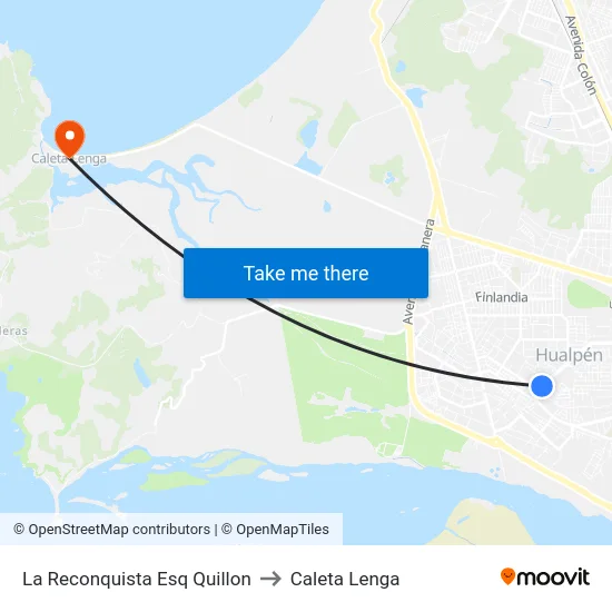 La Reconquista Esq Quillon to Caleta Lenga map