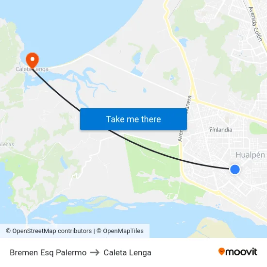 Bremen Esq Palermo to Caleta Lenga map