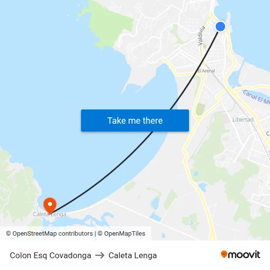 Colon Esq Covadonga to Caleta Lenga map