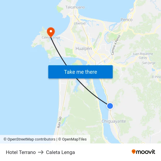 Hotel Terrano to Caleta Lenga map