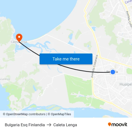 Bulgaria Esq Finlandia to Caleta Lenga map