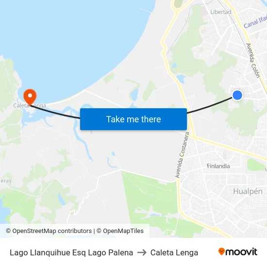 Lago Llanquihue Esq Lago Palena to Caleta Lenga map