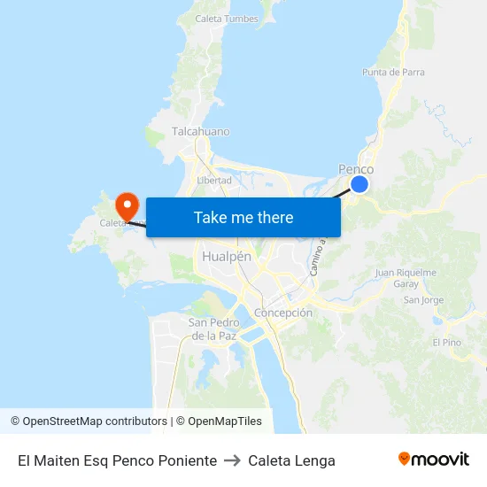 El Maiten Esq Penco  Poniente to Caleta Lenga map