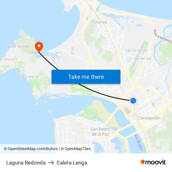 Laguna Redonda to Caleta Lenga map