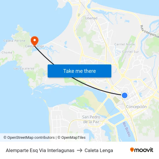 Alemparte Esq Via Interlagunas to Caleta Lenga map