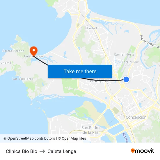 Clinica Bio Bio to Caleta Lenga map