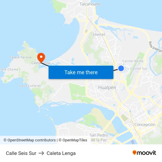 Calle Seis  Sur to Caleta Lenga map