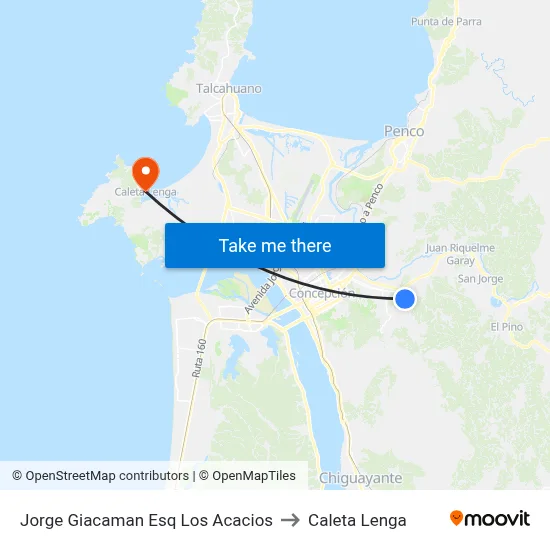 Jorge Giacaman Esq Los Acacios to Caleta Lenga map