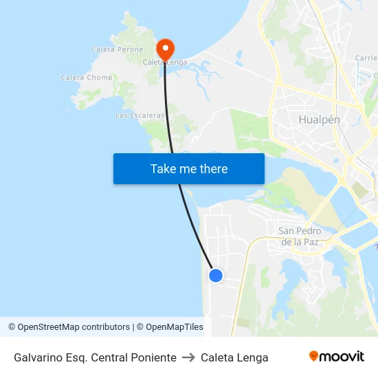 Galvarino Esq. Central Poniente to Caleta Lenga map