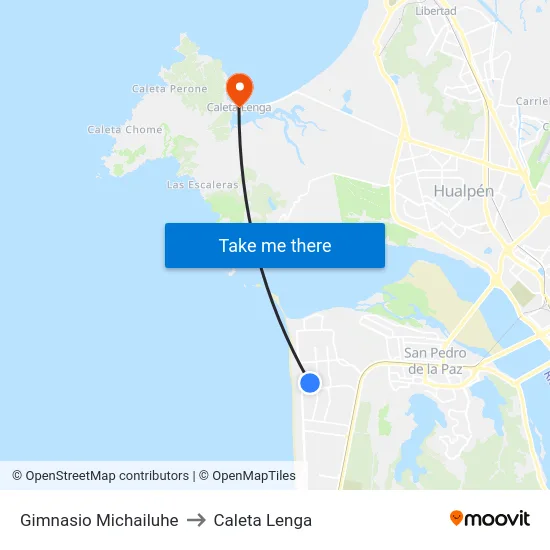 Gimnasio Michailuhe to Caleta Lenga map
