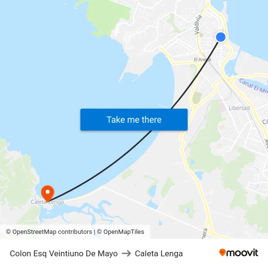 Colon Esq Veintiuno De Mayo to Caleta Lenga map