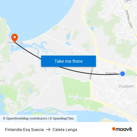 Finlandia Esq Suecia to Caleta Lenga map