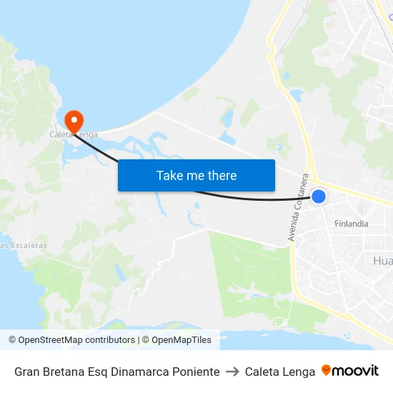 Gran Bretana Esq Dinamarca  Poniente to Caleta Lenga map