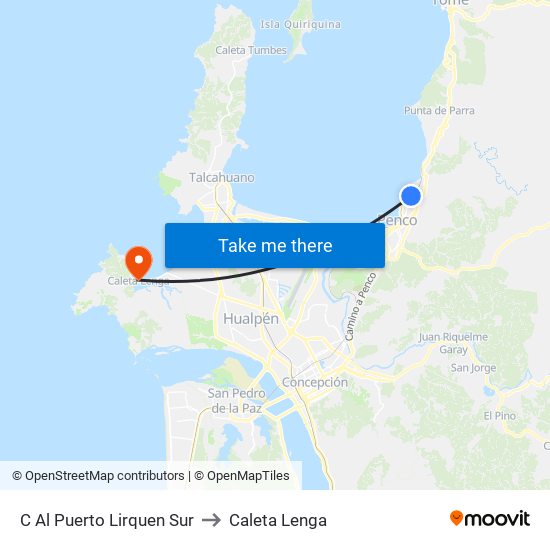 C Al Puerto Lirquen  Sur to Caleta Lenga map