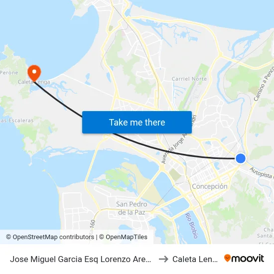 Jose Miguel Garcia Esq Lorenzo Arenas to Caleta Lenga map