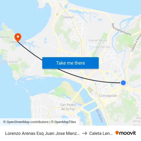 Lorenzo Arenas Esq Juan Jose Manzano to Caleta Lenga map