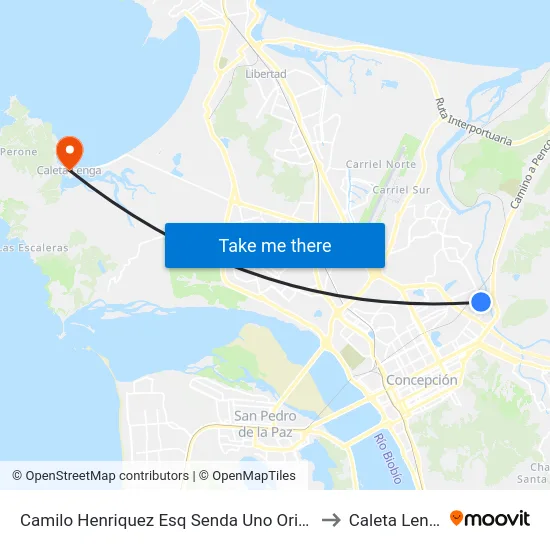 Camilo Henriquez Esq Senda Uno  Oriente to Caleta Lenga map