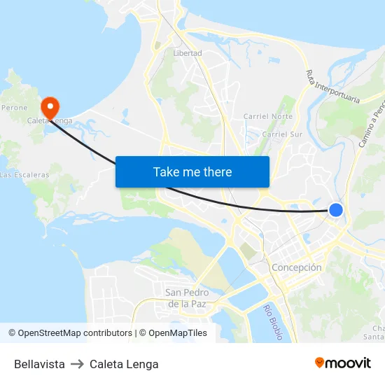 Bellavista to Caleta Lenga map