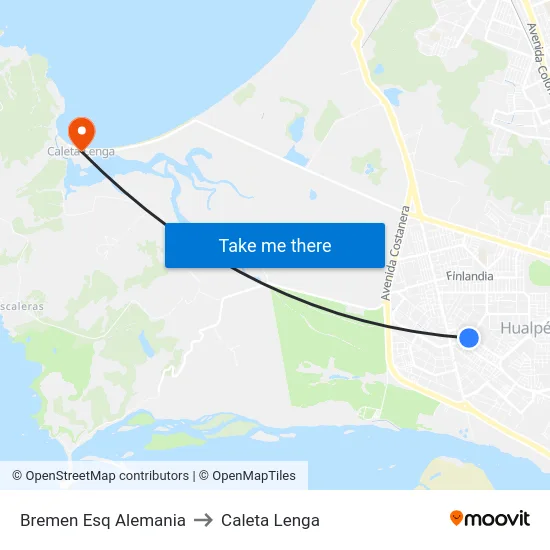 Bremen Esq Alemania to Caleta Lenga map
