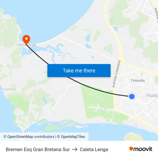 Bremen Esq Gran Bretana  Sur to Caleta Lenga map