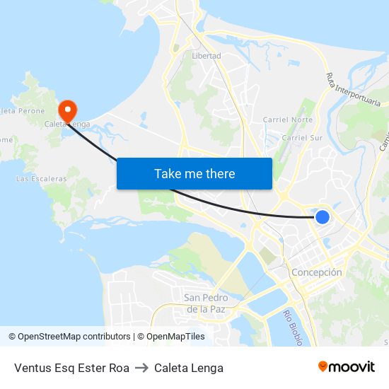 Ventus Esq Ester Roa to Caleta Lenga map