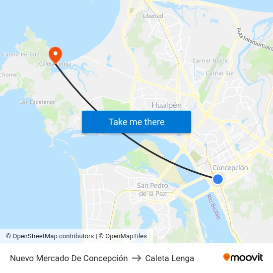 Nuevo Mercado De Concepción to Caleta Lenga map