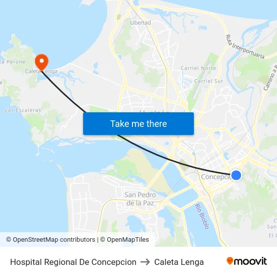 Hospital Regional De Concepcion to Caleta Lenga map