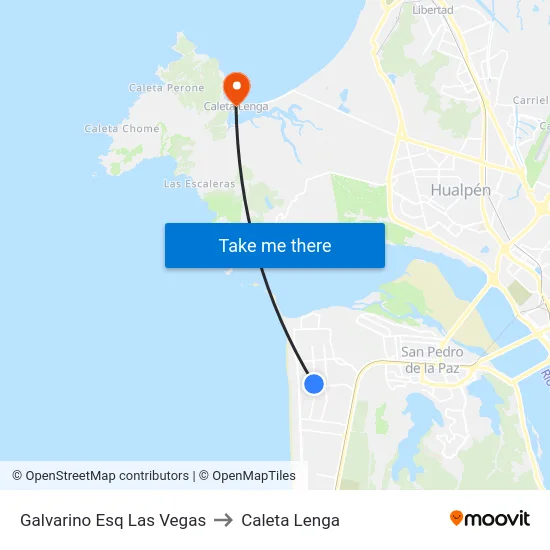 Galvarino Esq Las Vegas to Caleta Lenga map
