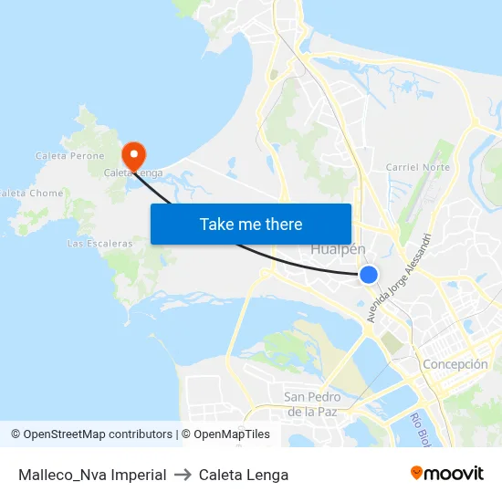 Malleco_Nva Imperial to Caleta Lenga map