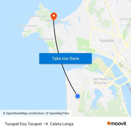 Tucapel Esq Tucapel to Caleta Lenga map