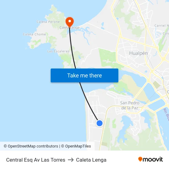 Central Esq Av Las Torres to Caleta Lenga map