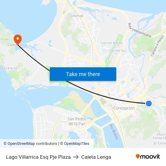 Lago Villarrica Esq Pje Plaza to Caleta Lenga map