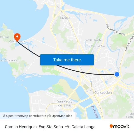 Camilo Henriquez Esq Sta Sofia to Caleta Lenga map