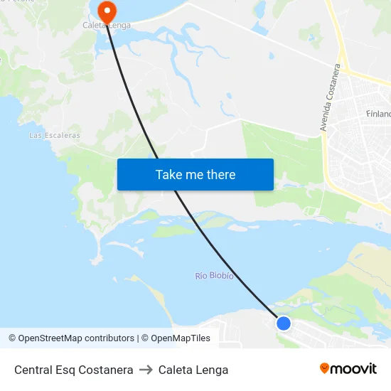 Central Esq Costanera to Caleta Lenga map