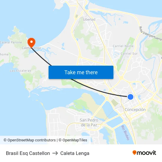 Brasil Esq Castellon to Caleta Lenga map