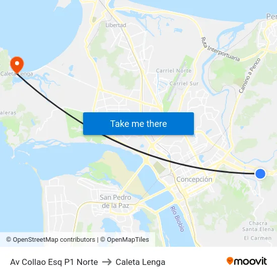 Av Collao Esq P1  Norte to Caleta Lenga map