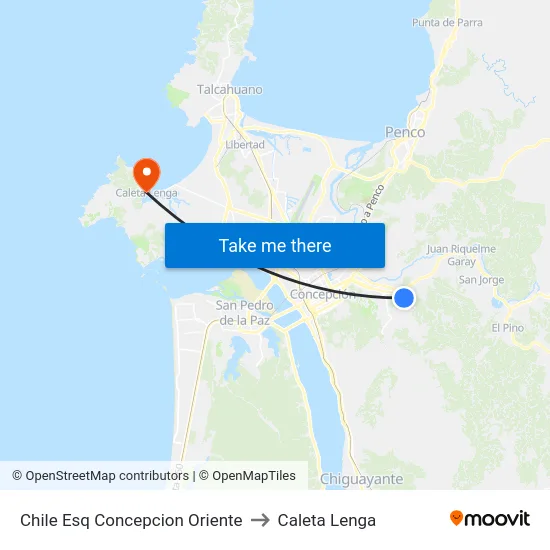 Chile Esq Concepcion  Oriente to Caleta Lenga map