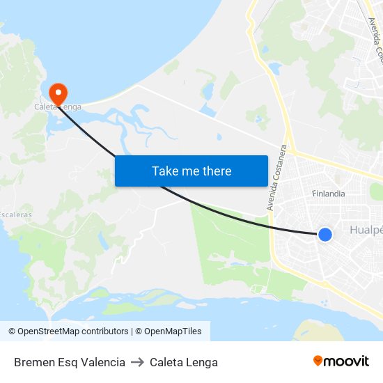 Bremen Esq Valencia to Caleta Lenga map