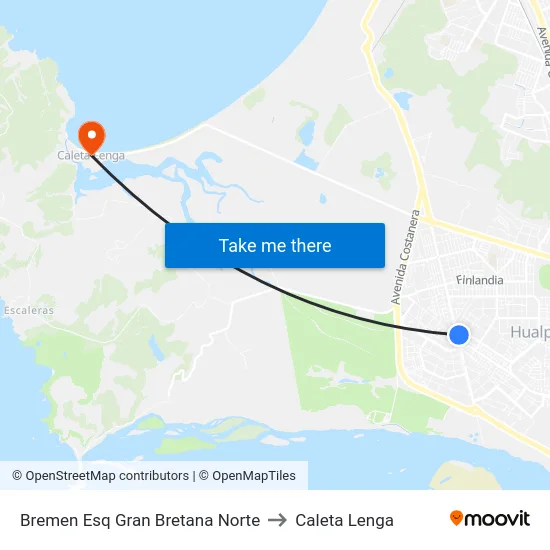 Bremen Esq Gran Bretana  Norte to Caleta Lenga map