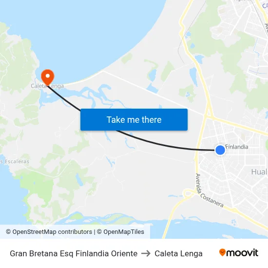 Gran Bretana Esq Finlandia  Oriente to Caleta Lenga map