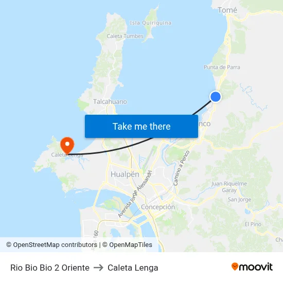 Rio Bio Bio 2  Oriente to Caleta Lenga map