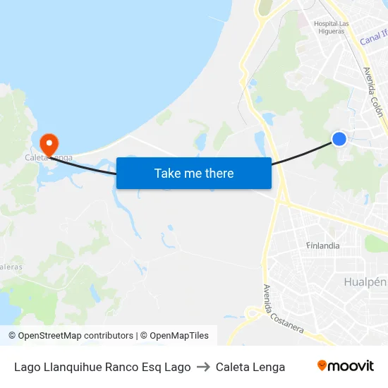 Lago Llanquihue Ranco Esq Lago to Caleta Lenga map