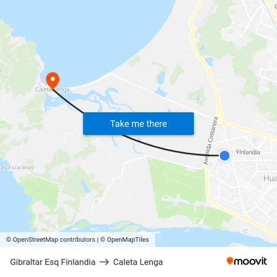 Gibraltar Esq Finlandia to Caleta Lenga map