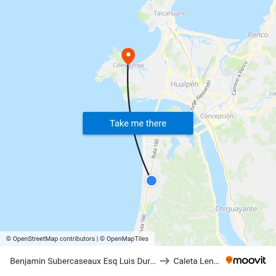 Benjamin Subercaseaux Esq Luis Duran to Caleta Lenga map