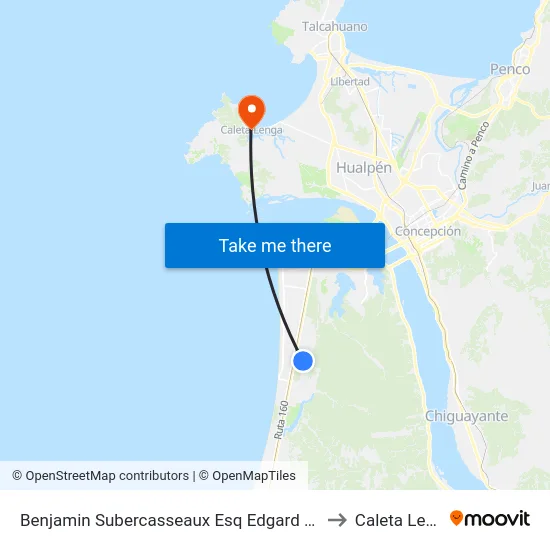 Benjamin Subercasseaux Esq Edgard Garrido to Caleta Lenga map