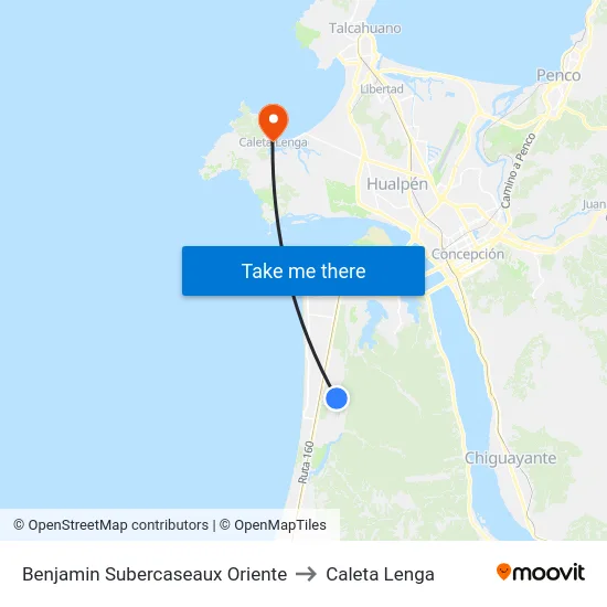 Benjamin Subercaseaux  Oriente to Caleta Lenga map