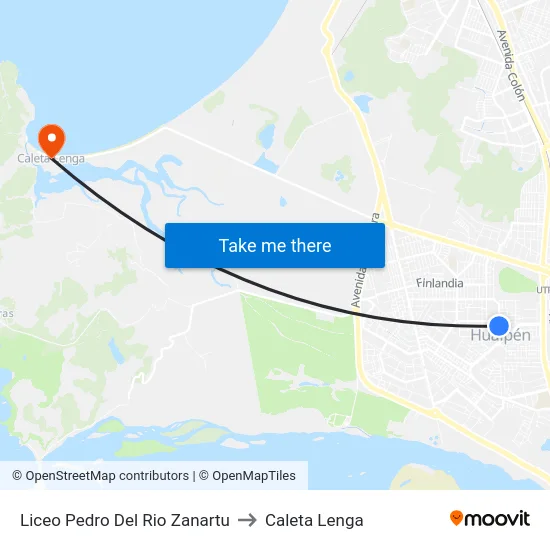 Liceo Pedro Del Rio Zanartu to Caleta Lenga map