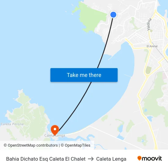 Bahia Dichato Esq Caleta El Chalet to Caleta Lenga map