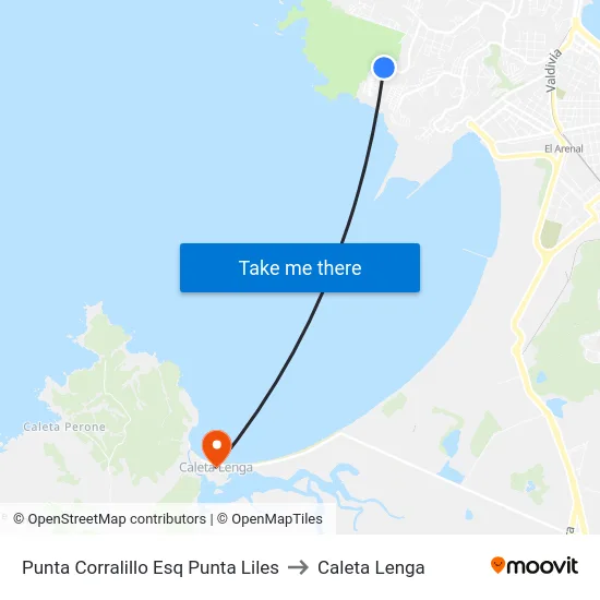 Punta Corralillo Esq Punta Liles to Caleta Lenga map