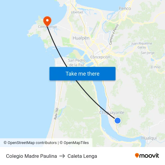 Colegio Madre Paulina to Caleta Lenga map